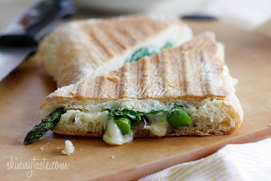 Melted Swiss cheese, asparagus, prosciutto, arugula and garlic mayonnaise pressed in a ciabatta panini. Did that just make your stomach growl?