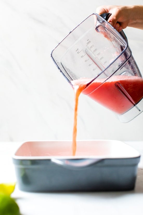 This Boozy Watermelon Lime Granita is the perfect, frozen adult treat for hot summer days.