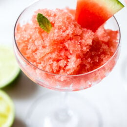 This Boozy Watermelon Lime Granita is the perfect, frozen adult treat for hot summer days.