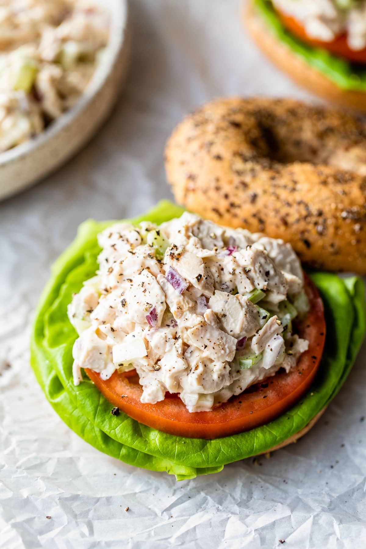 Chicken Salad Sandwich on a bagel