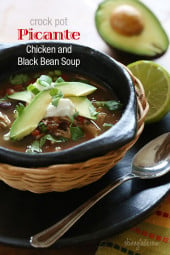 If you love a slow cooker recipe that requires no pre-cooking, then you'll love this spicy black bean soup. Spicy black bean and chicken soup with tomatoes, chiles, peppers and spices is delicious served with cool avocado and a touch of sour cream. Top it with cilantro for freshness and your taste buds will want to do a mariachi dance.