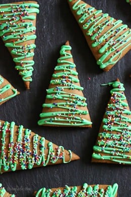 These easy Gingerbread Christmas Tree Cookies are made with apple sauce to use a fraction of the butter – yet they still have the same great flavor and texture. Perfect for your Holiday baking!