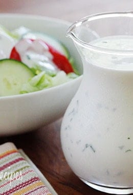 A creamy low-fat ranch dressing made with buttermilk and fresh herbs. Perfect to serve with end-of-summer garden vegetables!