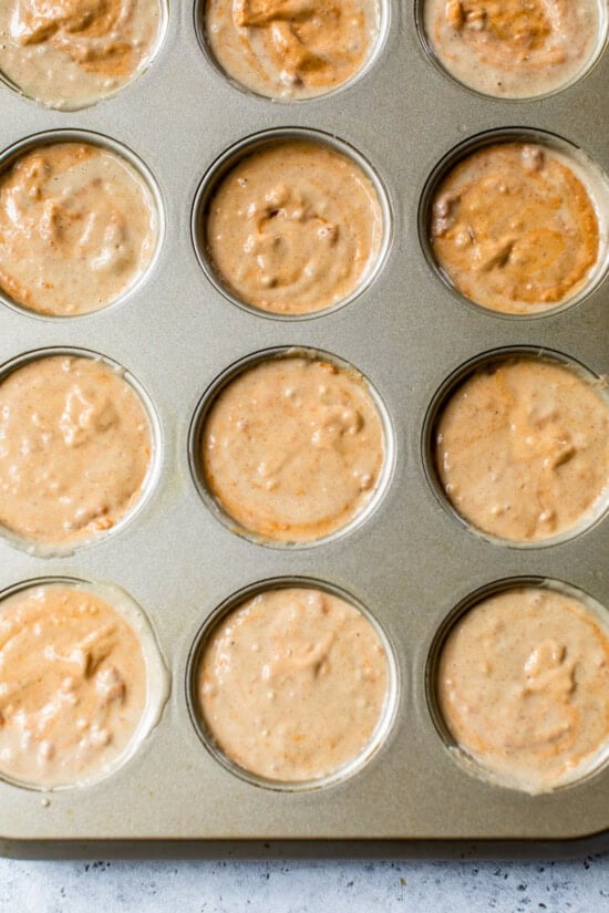 Pumpkin Pancake Muffins in muffin tun