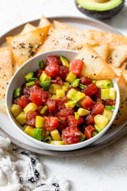 Tuna Tartare with wonton chips