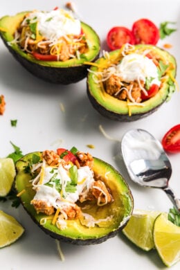 Taco Tuesday just got a little better with these low-carb Turkey Taco Stuffed Avocados – I'm obsessed!